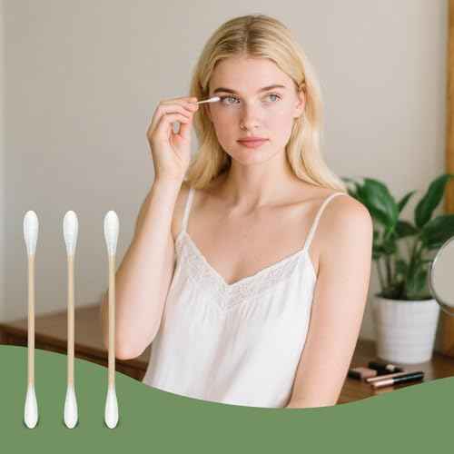 1000 Count Bamboo Cotton Swabs - Eco-Friendly Cotton Buds with Wooden Sticks for Home Cleaning, Personal Ear Cleaning, Makeup Application, and Personal Hygiene - Perfect for Daily Use