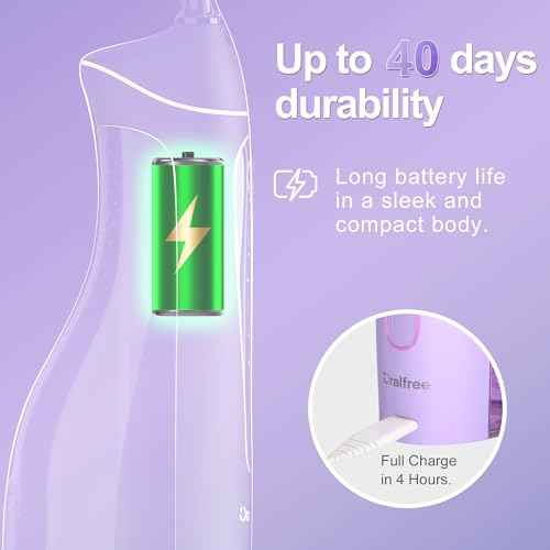 Oralfree Water Dental flosser Teeth Picks - Braces Cordless Oral Irrigator Portable Rechargeable Travel Irrigation Cleaner IPX7 Waterproof Electric Professional Flossing Teeth Cleaning for Home