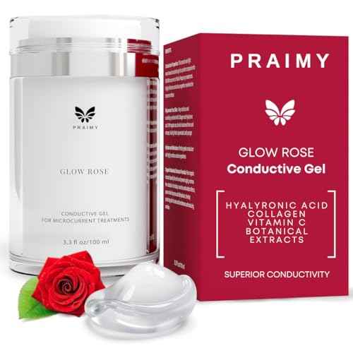 PRAIMY Glow Rose Conductive Gel ? Premium Microcurrent, RF & EMS Gel with Hyaluronic Acid, Collagen & Vitamin C ? Luxury Skincare Primer for Beauty Devices, 3.3 fl oz Pump
