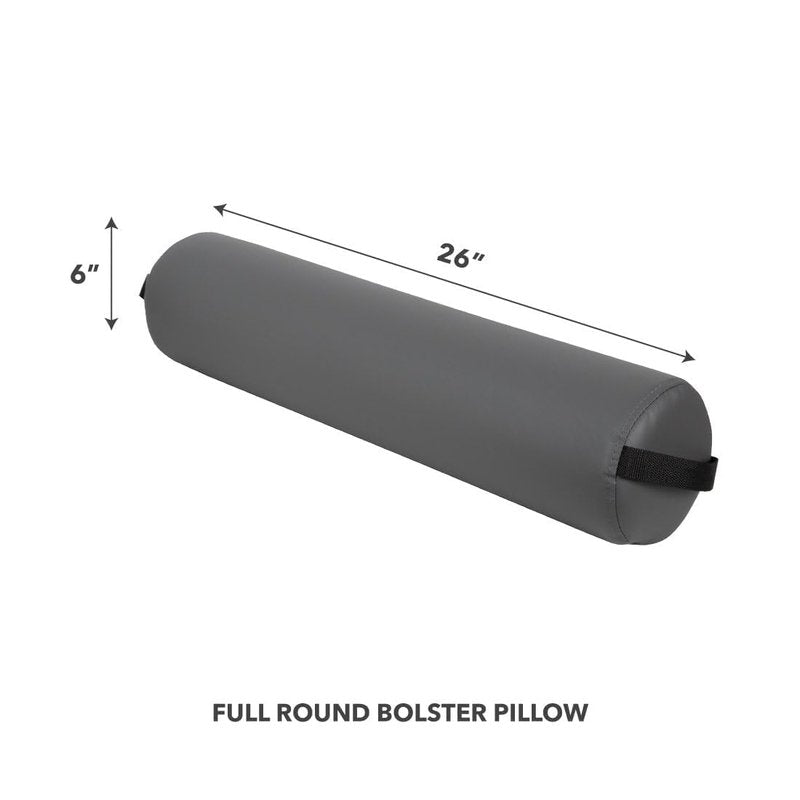 ForPro Full Round Bolster Pillow - Cool Grey, Oil & Stain-Resistant for Massage & Yoga, 6” R x 26” L