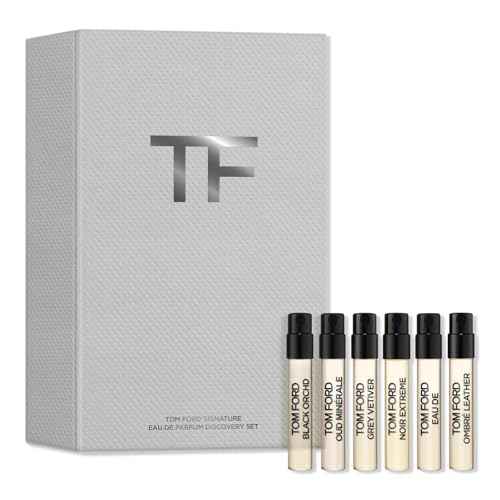 Tom Ford Signature Fragrance Discovery Gift Set 6 Parfum, Eau de Parfum, Eau de Toilette Samples - Black Orchid, Costa Azzurra, Grey Vetiver, Noir Extreme, Soleil Blanc, Ombr? Leather