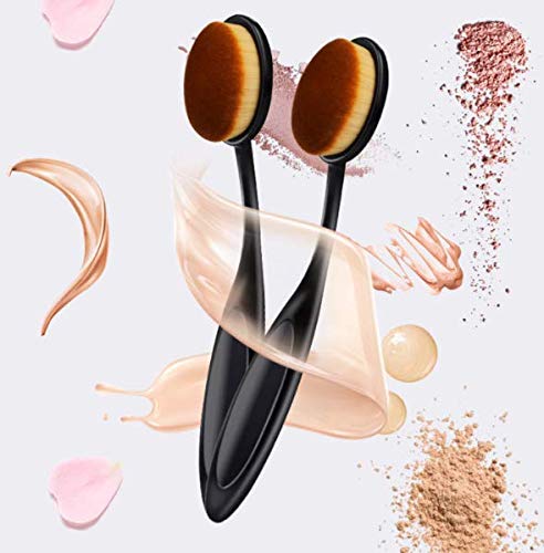 Skiennix Professional Oval Makeup Brushes - 2 PCS for Flawless Blending of Liquid & Powder Cosmetics