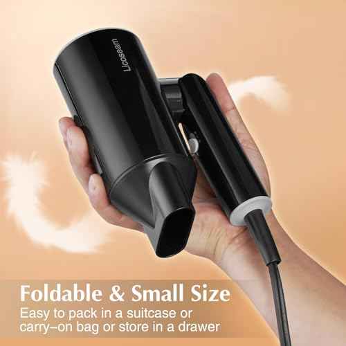 Hair Dryer, 1600W Small Foldable Hair Blow Dryer, Fast Drying Compact Hair Dryer, Black