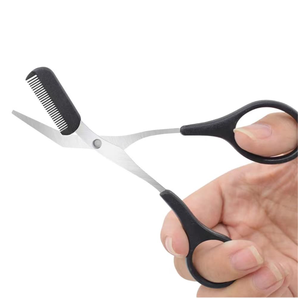 XUJINCN Eyebrow Trimmer Scissors，Eyebrows Scissors with Comb(Detachable)， Eyebrows Grooming Tool Designed Specifically for Women，Non-Slip Handle Design Eyebrow Trimming Scissors（Black）