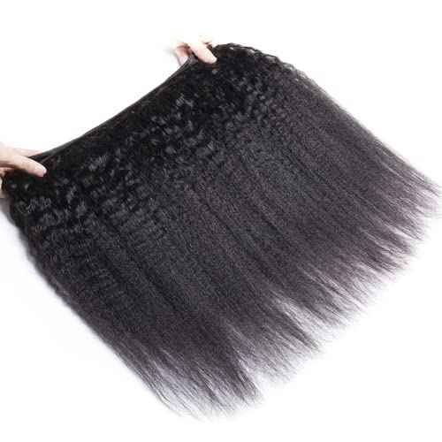 Kinky Straight Bundles Human Hair Natural Black Color Brazilian Unprocessed Virgin Hair 22 22 22 Inch Yaki Straight Bundles Human Hair