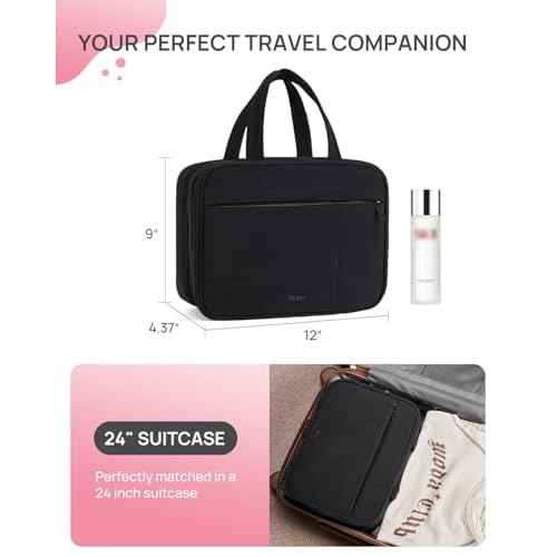 Telena Travel Toiletry Bag with Jewelry Organizer for Women, Puffy Hanging Makeup Bag Lightweight Cosmetic Bag Organizer for Travel Essentials