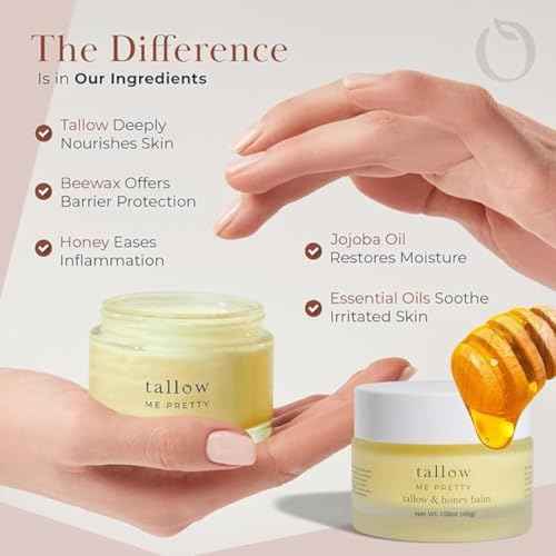 Tallow and Honey Balm, Rich and Comforting Grass Fed Beef Tallow Balm, Seals in Moisture, Promotes Skin Repair & Calms Irritated Skin, 1.7 oz