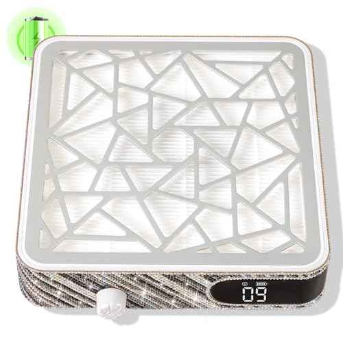 Nail Dust Collector, Cordless Dust Collector Nail Tech, Powerful Vacuum Fan Vent Dust Collector Extractor Dust Suction Machine for Acrylic Nails Polishing, Nail Salon, Zebra Diamond