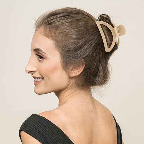 Sunolga 8PCS Hair Clips for Women, Flower Claw Clips for Thick Hair, Non-Slip Hair Accessories with Multi-Styles, Neutral Colors Variety Pack