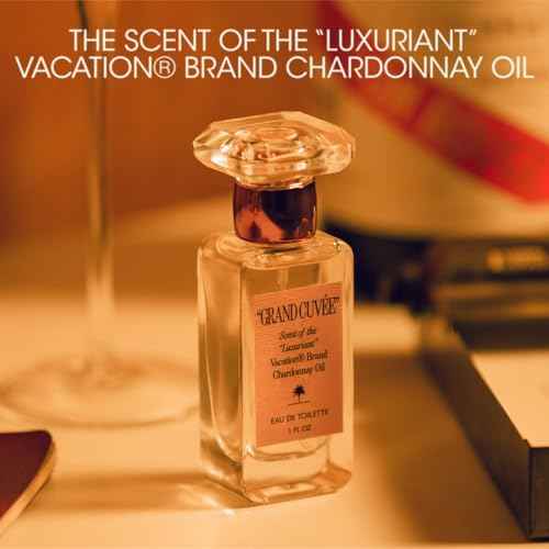 VACATION ¡°GRAND CUV?E¡± Eau de Toilette Sunscreen, Amber Vanilla Perfume for Women & Men, Unisex Summer Scent with Argan, Peach, Cedarwood & Vanilla Bean, 1 Fl. Oz.