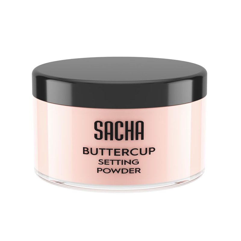 Sacha Buttercup Rosé Setting Powder – All Skin Tones Translucent Loose Face Powder, Flashback-Resistant, Oil Control, Long-Wear Matte Finish (1.75 oz)