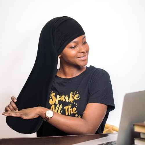 2 Pcs Jumbo Dreadlock Cap Hair Dreads Head Wrap Loc Wraps for Dreads Hair Accessories for Men Women Sleeping(Black,Black,25 Inches)