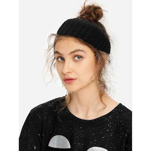 YISSION Winter Headbands for Women Non Slip Wide Headbands Thick Knit Head bands Black White Headband Soft Ear Warmer Hairbands Hair Accessories for Women Girls