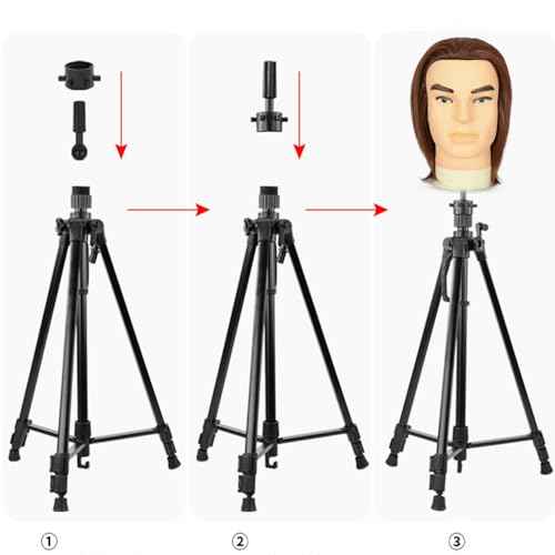 Mannequin Head Stand, 57 Inch Adjustable Wig Stand Tripod Metal Upgrade Foldable Wig Tripod Stand for Cosmetology Hairdressing Training