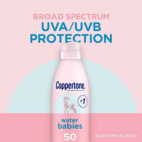 Coppertone WaterBabies Baby Sunscreen Spray SPF 50, Spray On Sunscreen for Babies, Water Resistant, 6 Oz, Pack of 3