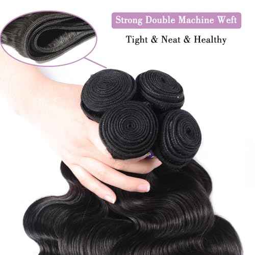 12A Human Hair Bundles 14 16 18 20 Inch Body Wave Bundles Human Hair Extensions 400g Unprocessed Brazilian Virgin Body Wave 4 Pieces Deals Brazilian Quick Weave Natural Black Wavy Extensions