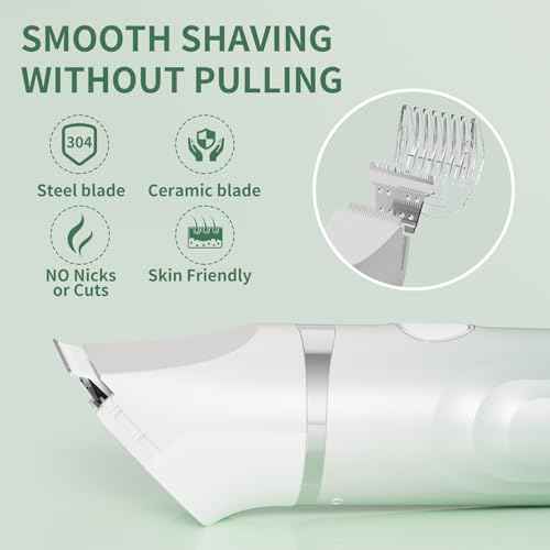 Bikini Trimmer for Women, 3-in-1 Electric Razors for Women, Waterproof Bikini Shaver Replaceable Facial, Body Trimmer for Pubic Hair, Painless Razor for Hair Trimmer Gifts for Her, Mint Green