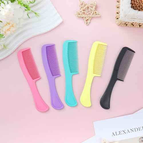 Hair Combs Bulk Disposable Combs for Homeless,Colorful Hair Combs Individually Wrapped for Women Men Shelter Hotel Nursing Home Charity£¨Yellow Green Purple Pink Black£© (pack of 200)