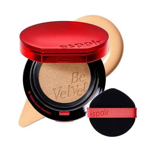 Espoir Be Velvet Cushion Foundation #23 Beige | Quick and Easy Coverage with Long-lasting Color by Zero Oxidation, Velvety Smooth Finish & Lightweight Formula, Vegan, Korean Makeup, 0.46 oz