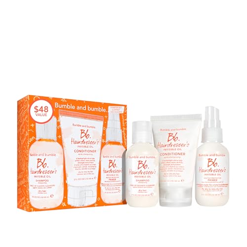 Bumble and bumble. Hairdresser's Invisible Oil Starter Travel Size Gift Set For Dry Hair | Shampoo, Conditioner + Primer | Includes 3 Pieces | $48 Value | Perfect for Gifting, 2 Fl Oz