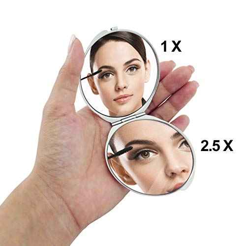 MADDesign Mother of Pearl Compact Makeup Travel Mirror (Flower Petals Purple)