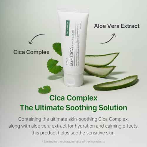 AVCA EGF Cica Repair Cream 100ml (3.38 fl. oz) ? Fragrance-Free Moisturizer for Sensitive Skin with Centella & Aloe, fast-absorbing, dermatologist tested, K-Beauty