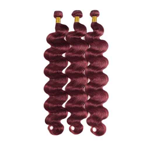 99j Burgundy Bundles Human Hair Body Wave Bundles Human Hair 30 32 34 Inch Wine Red Brazilian Hair 3 Bundle 100 Gram Per Bundle Unprocessed Virgin Remy Hair Extensions For Black Women