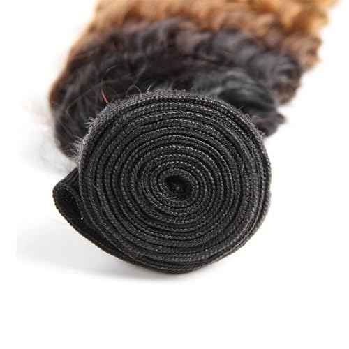 T1B/4/30 Brown Bundles Human Hair 24 26 28 Inch Ombre Bundle Deep Wave Human Hair Bundles Brown 3 Tone 3 Bundle Unprocessed Brazilian Virgin Quick Weave Hair for Black Women
