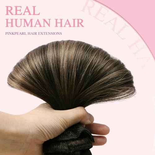 PINKPEARL Clip in Hair Extensions Human Hair Extensions, #2/6/2 Balayage Dark Brown to Chestnut Brown 120g 7pcs 20 Inch Real Human Hair Extensions Clip in Straight Remy Silky Weft(#2/6/2-20)