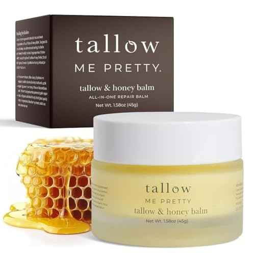 Tallow and Honey Balm, Rich and Comforting Grass Fed Beef Tallow Balm, Seals in Moisture, Promotes Skin Repair & Calms Irritated Skin, 1.7 oz