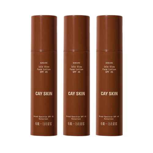 Cay Skin Isle Glow Face Moisturizer SPF 45 ? Illuminating Moisturizer, Broad Spectrum Sunscreen + Makeup Primer ? Lightweight, Pearlescent Formula with Radiant Finish for All Skin Types ? 3-Pk, 1.5 oz