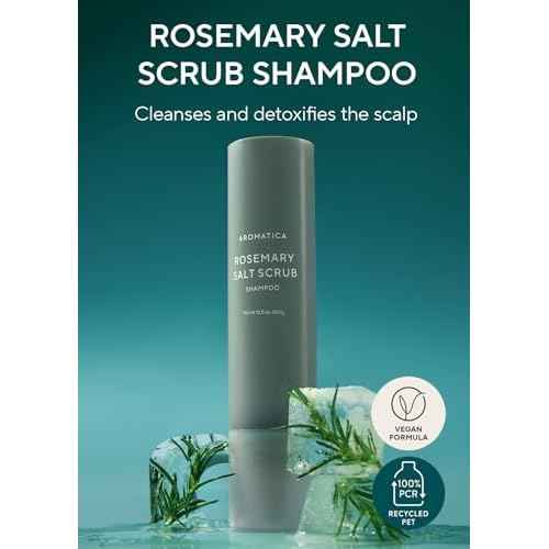 AROMATICA Rosemary Salt Scrub Shampoo - Hair Loss Korean Scalp Detox Shampoo with Rosemary Scalp Oil | Scalp Exfoliator with Salt Scrub for Oily Scalp | Sulfate Free, Silicone Free (10.5 oz / 300g)