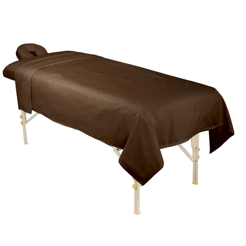 ForPro Premium Flannel 3-Piece Massage Sheet Set, Chocolate, for Massage Tables, Includes Massage Flat Sheet, Massage Fitted Sheet, and Massage Fitted Face Rest Cover