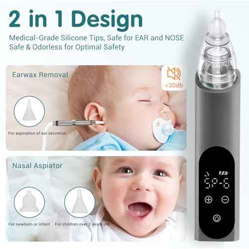 Ear Wax Vacuum Removal Kit, 6 Gear Strong Suction Electric Ear Cleaner Ear Vacuum Wax Remover, USB Charge Earwax Removal Kit Reusable Soft Silicone Ear Cleaning Kit Water Remover Tool (Grey)