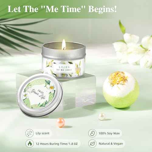 Gifts for Women, Birthday Gifts for Women, Bath and Body Gifts Set, Lilies Self Care Set,Christmas Mothers Day Relaxing Spa Basket for Mom, Grandma, Girlfriend, Sister, Friends