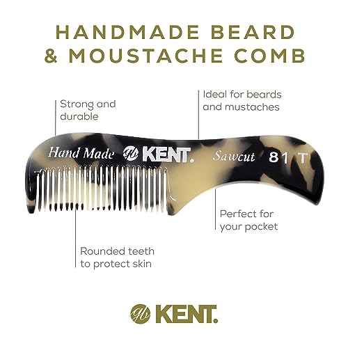 Kent Set Men's Hair Pocket Combs, T White 81T X-Small, FOT All Fine Tooth, R7t Double Toothed Fine and Coarse. Best Hair, Beard and Mustache Grooming Kit for Travel and Home Care, Handmade in England