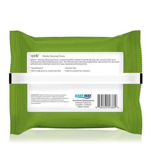Epielle Micellar Makeup Remover Wipes, Gentle & Hydrating Daily Facial Cleanser Towelettes, Remove Dirt, Oil, Waterproof Mascara, Stocking Stuffers, Thanksgiving Essentials, 30 Count (Pack of 4)