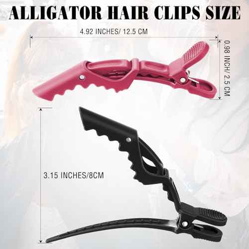 Havawish 12 Pcs Alligator Clips for Hair Styling Matte Alligator Crocodile Clips for Women Hair Sectioning(Black White Pink Brown)