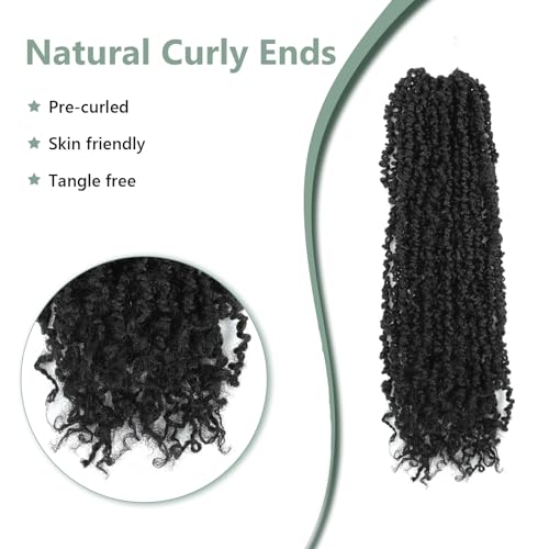 Yanky Twist Crochet Hair 16 Inch 8 Packs Crochet Yanky Twist Hair Spring Mini Twist Crochet Hair Extensions 1B Bohemian Passion Twist Braiding Hair for Black Women