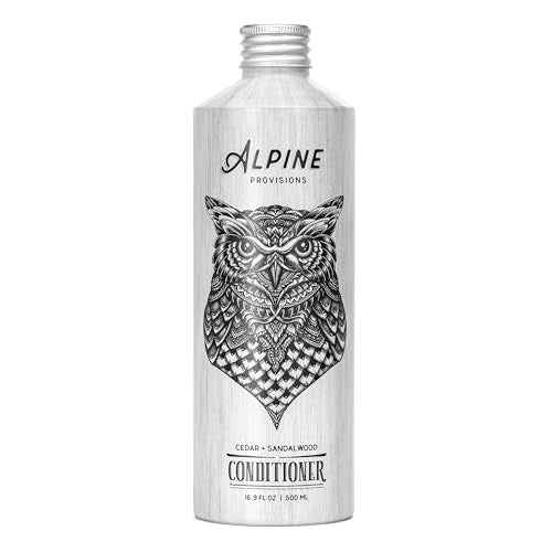 Alpine Provisions Cedar & Sandalwood Organic Conditioner - Natural, Moisturizing, & Strengthening w/Essential Oils, Sunflower oil & Aloe Vera, Vegan, Sulfate - Plant-Based Hair Care - 16.9 FL Oz