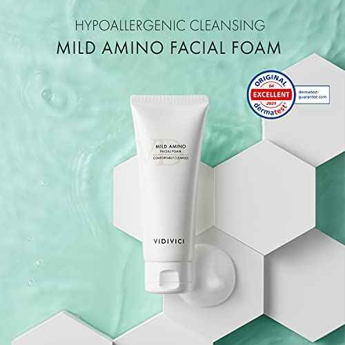 VIDIVICI Mild Amino Facial Foam ? Hypoallergenic Face Wash with Amino Acid and Cica ? Calming and Moisturizing Foaming Cleanser for Sensitive Skin ? Fragrance Free Foam 3.72oz.