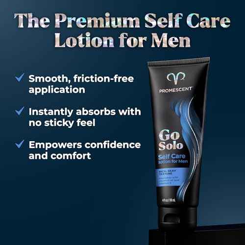 Promescent Go Solo Lotion for Men, Natural Unscented Moisturizing Ingredients with Coconut Oil and Sweet Almond Oil, Creamy Natural Texture, Fast-Absorbing, Made in The USA, 4 fl oz