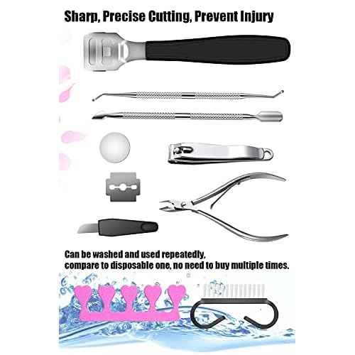 Pedicure Tools for Feet, 30 in 1 Foot Scrubber Manicure Kit for Women Men, Stainless Steel Foot File Foot SPA, Professional Callus Remover Skin Tag, Included Nail Toenail Clipper File Foot Rasp
