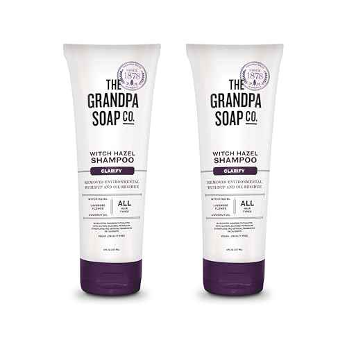 The Grandpa Soap Company Claryfying Witch Hazel Shampoo - Removes Buildup, With Witch Hazel & Lavender Flower, For All Hair Types, Vegan, Sulfates and Parabens Free, 8 Fl Oz 2 Pack