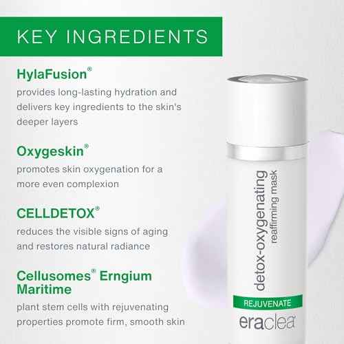 eraclea Detox-Oxygenating Reaffirming Mask, Resurfacing Mask with Oxygenating Plant Stem Cells and Hyaluronic Acid to Restore Radiance and Visibly Reduce Signs of Aging (1 fl oz)