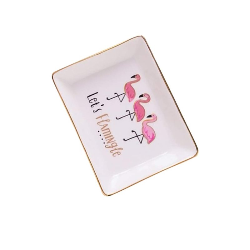 Hemoton Ceramic Jewelry Tray Ring Dish Flamingo Trinket Tray Ceramic Key Tray Jewelry Pallet Decorative Jewelry Plate for Rings Earrings Necklaces Bracelet Watch Keys