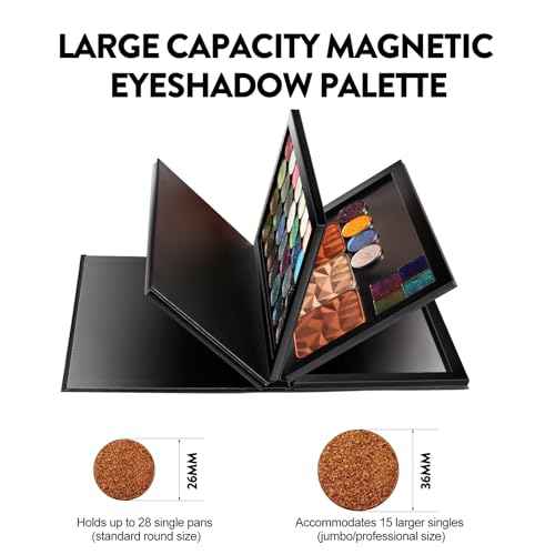 Strong 4 Layers Empty Magnetic Palette Book Palette+1pcs Makeup Depotting Spatula+50pcs Round Metal Stickers+50pcs Square Metal Stickers