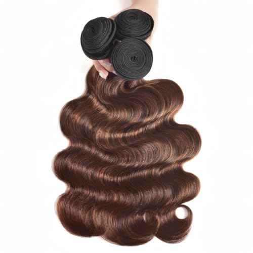 T1BP4/30 Brown Bundles Ombre Highlight Brown Body Wave Bundles Human Hair 20 22 24 Inch 3 Bundles Unprocessed Brazilian Virgin Human Hair Dark Brown To Light Brown For Black Women Hair Extension