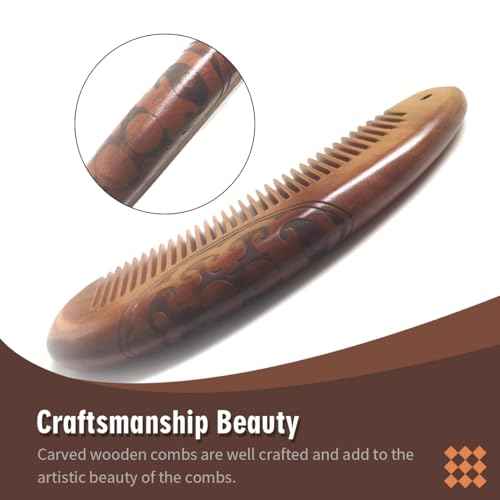 Anti-Static Peach Wood Comb with Fine Tooth ? Wooden Comb for Women, Gentle Scalp Massage & Smooth Styling for Curly/Thick/Straight Hair