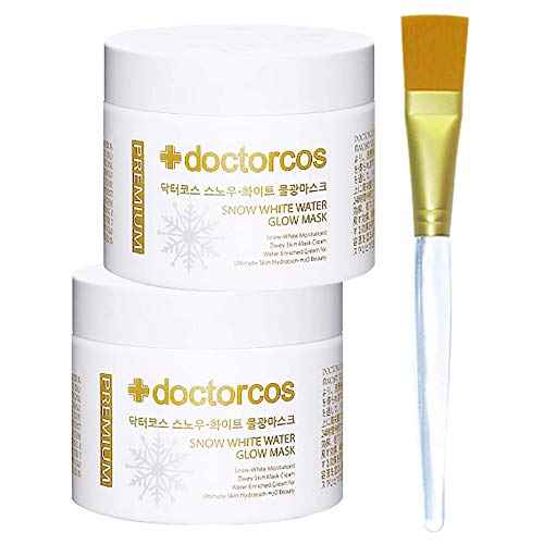 Snow White Water Glow Mask Cream | Moisturizing Sheet Free Sleeping Pack (2 Original + Brush)